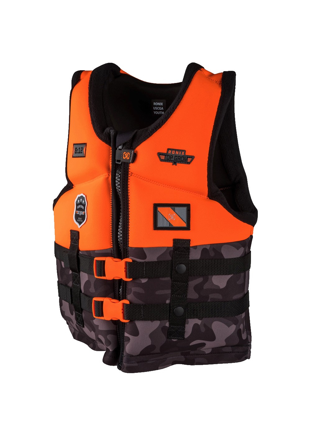 RONIX TOP GROM ORANGE-BLACK CAMO YTH 50-90 LBS YÜZDÜRME YARDIMCISI YELEK