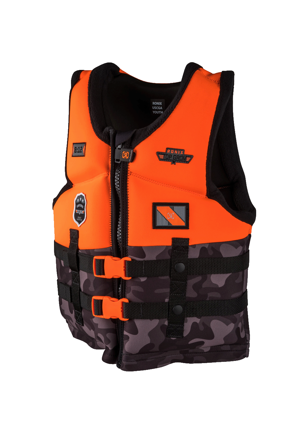 RONIX TOP GROM ORANGE-BLACK CAMO YTH 50-90 LBS YÜZDÜRME YARDIMCISI YELEK