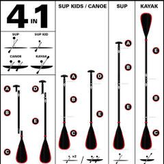 TAHE MARINE 4in1 ALU 4 FARKLI BOYU AYARLANABİLİR KÜREK